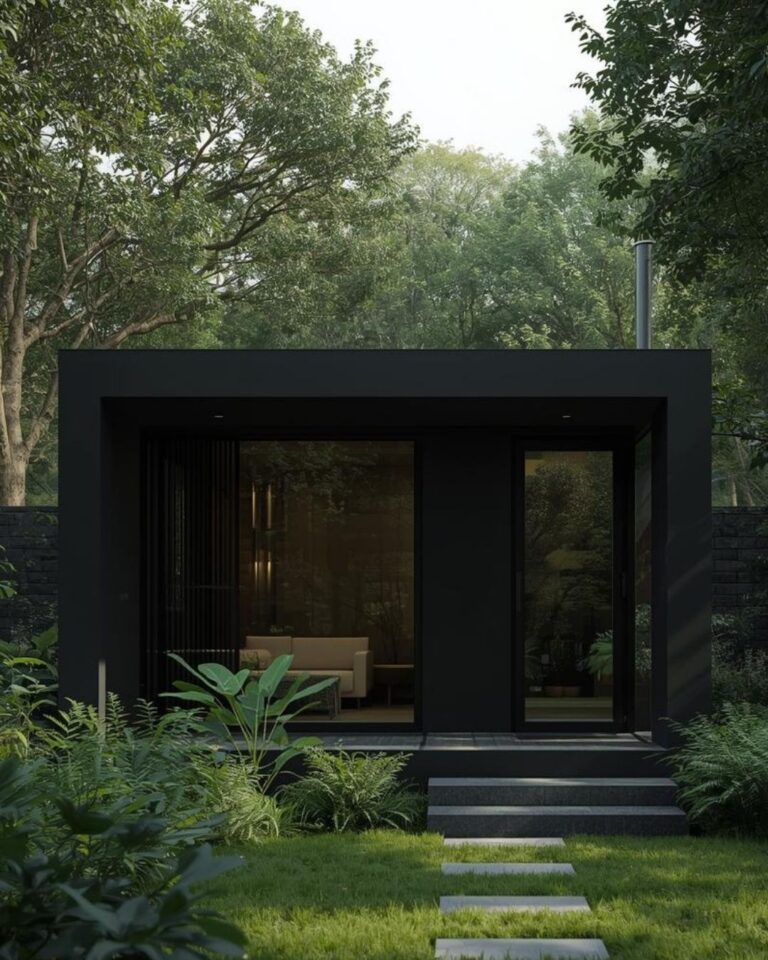 modern black garden room in Worthing home