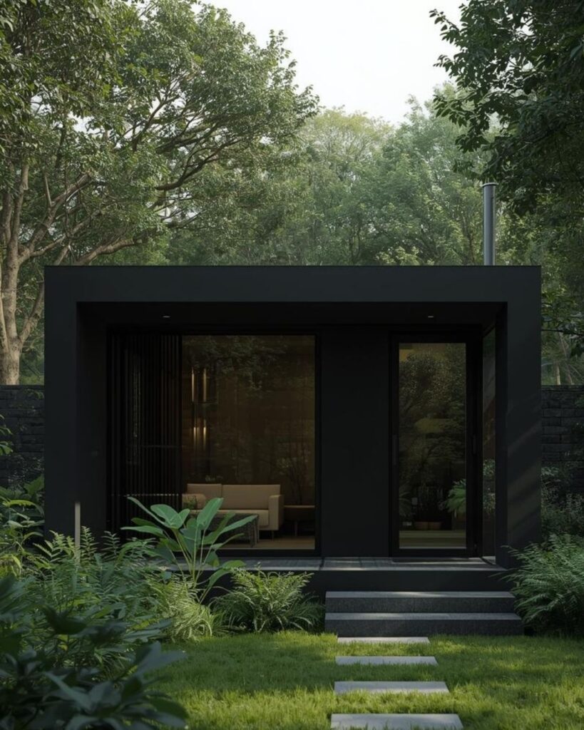 modern black garden room in Worthing home